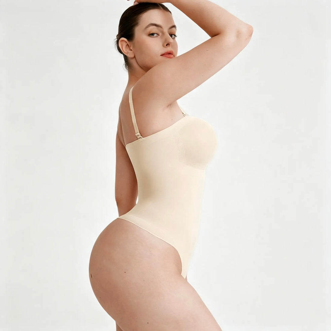 Cicin body shaper tanga sa bratelama koje se skidaju – bež steznik za oblikovanje stomaka i struka, bočni prikaz