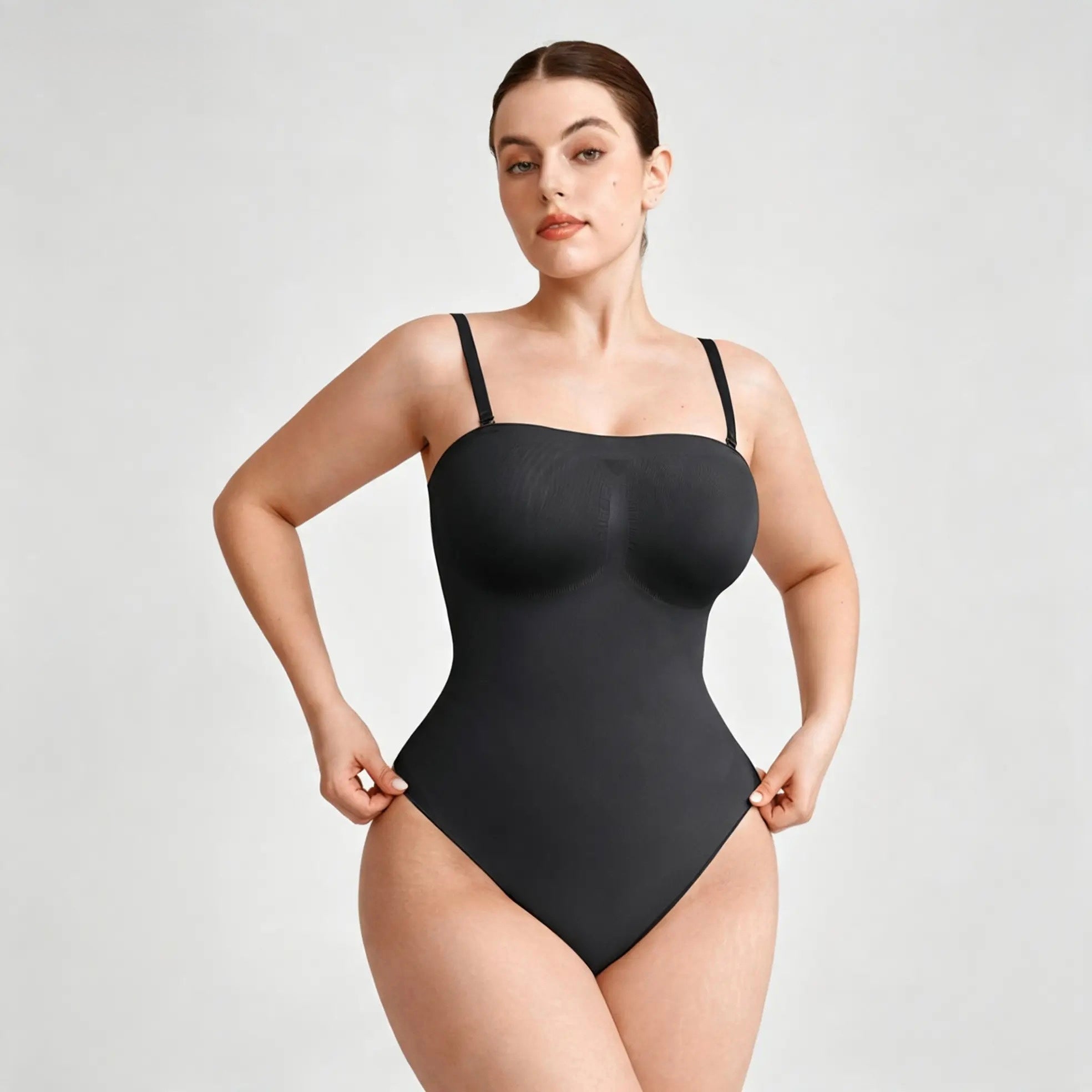 Cicin body shaper tanga sa bratelama koje se skidaju – crni steznik za oblikovanje figure i vizuelno uži struk