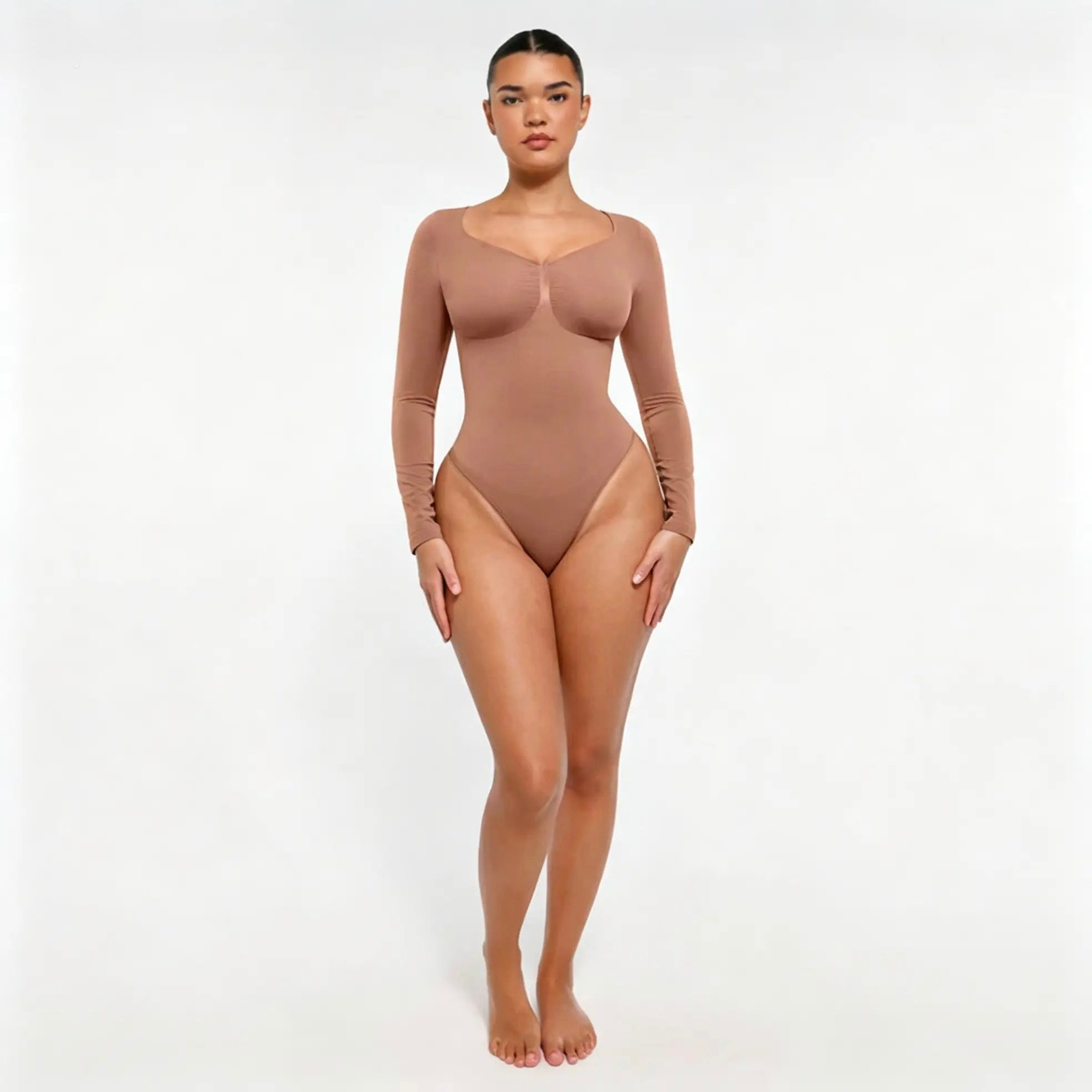 Tanga body shaper sa rukavima braon