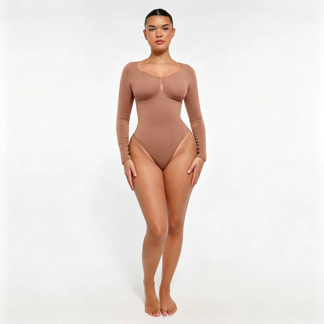 Tanga body shaper sa rukavima braon