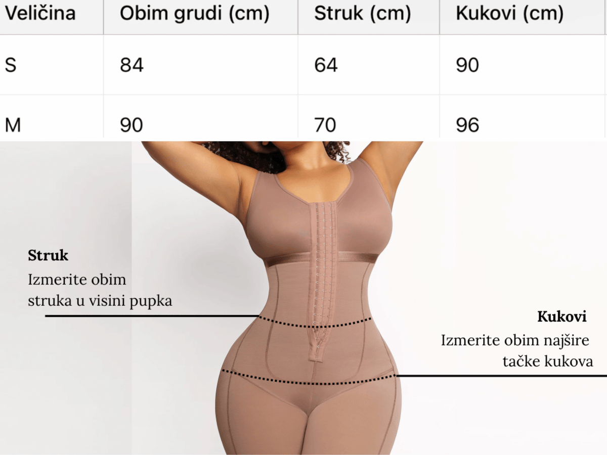 Vodič za veličinu for Čipkani body shaper