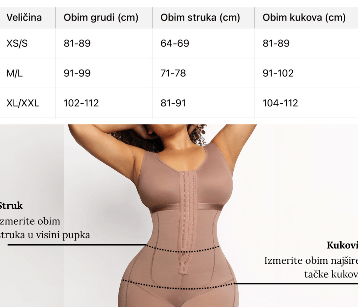 Vodič za veličinu for Cicin shaper haljina