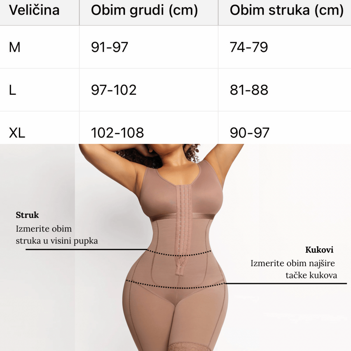 Vodič za veličinu for Cicin steznik sa otvorom za grudi