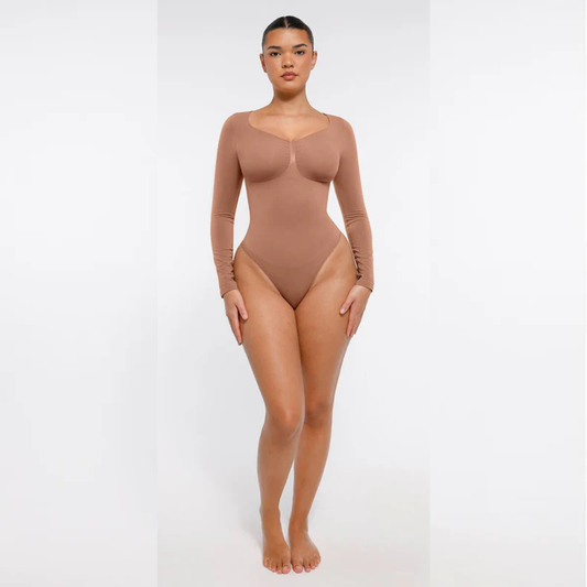 Cicin Bešavni Body sa Dugim Rukavima – Podrška za Grudi i Oblikovanje Stomaka (Tanga model)