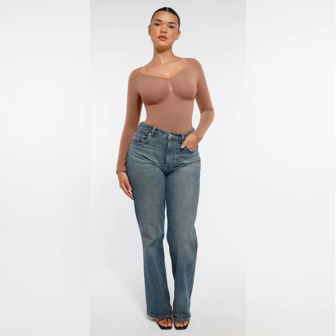 Bešavni Body sa Dugim Rukavima | Podrška za Grudi & Tummy Control